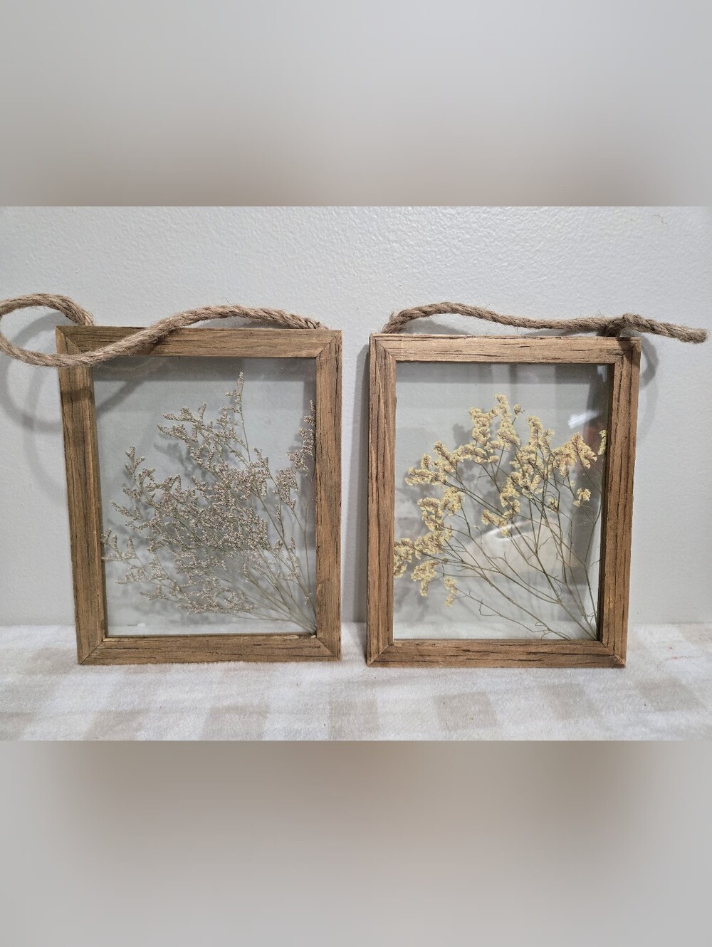 Rustic Wood Framed Pressed Flower Wall Art - Neutral Tones